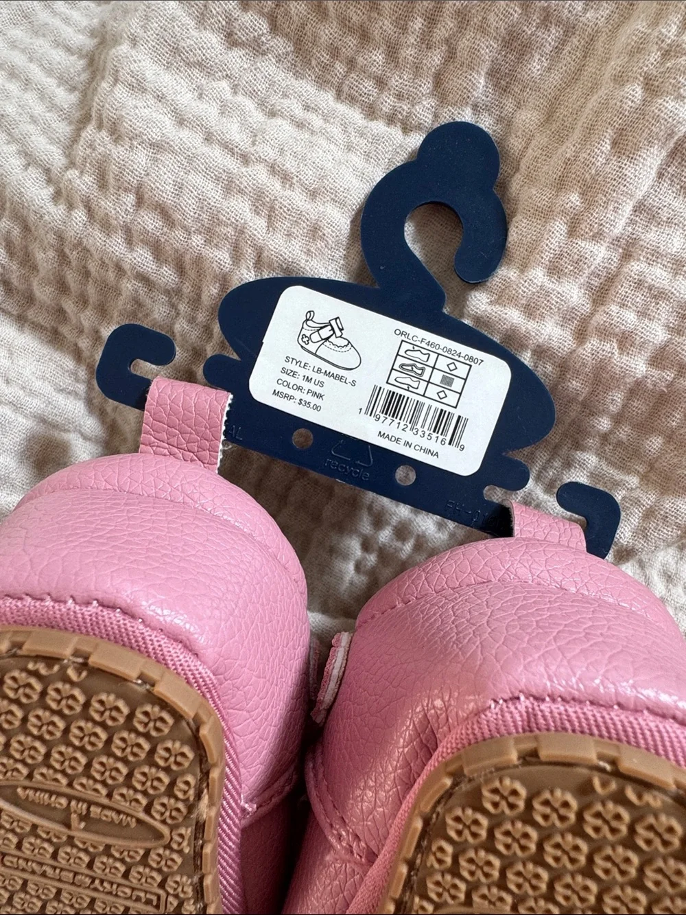 Lucky Brand Mabel Pink Bow Mary Jane Crib Shoes Baby Girl 0-3m Size 1 Soft Sole